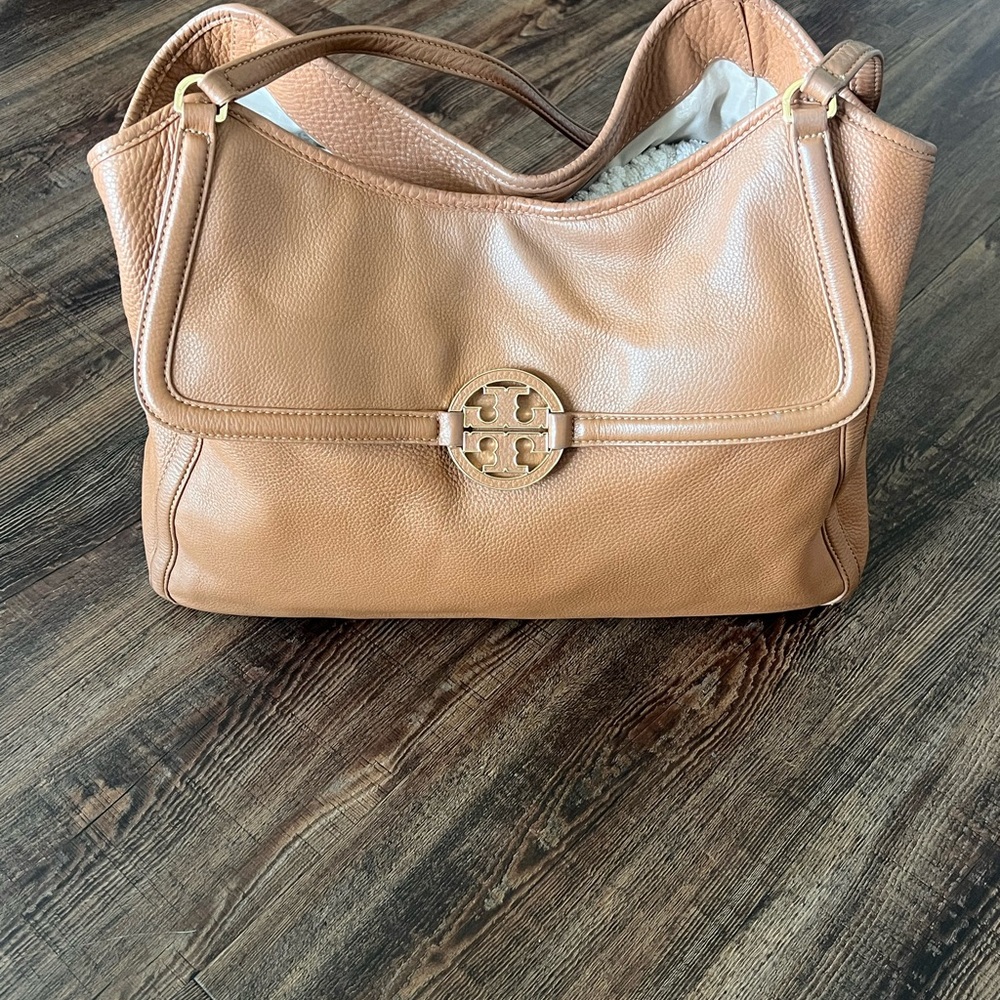 Tory Burch Camel Leather Shoulder Bag